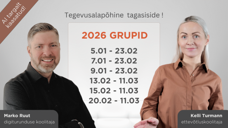 SIHITUD ETTEVÕTLUSKOOLITUS ÄRIPLAANI, (DIGI)TURUNDUSPLAANI KOOSTAMISEGA NING RAAMATUPIDAMISE, KODULEHE ja E-POE TEGEMISEGA (veebikoolitus koolitajatega)