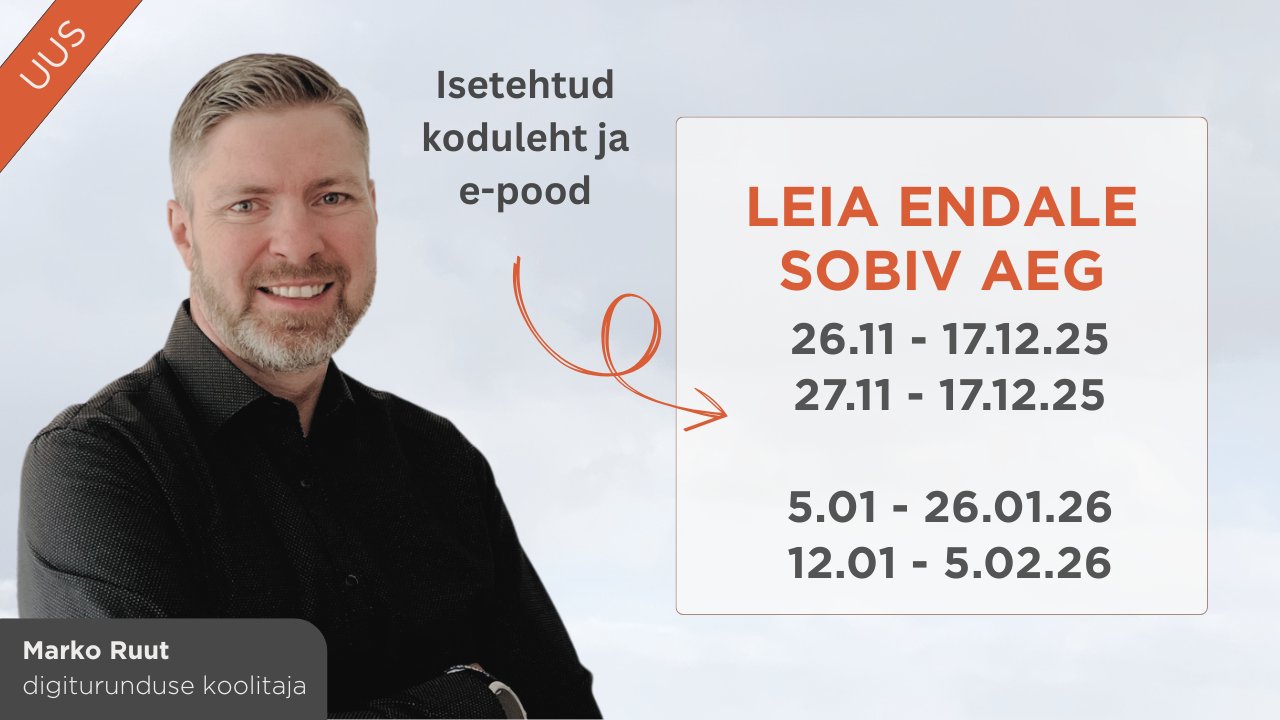 Kodulehe ja e-poe tegemine tegevusalapõhist spetsiifikat arvestades