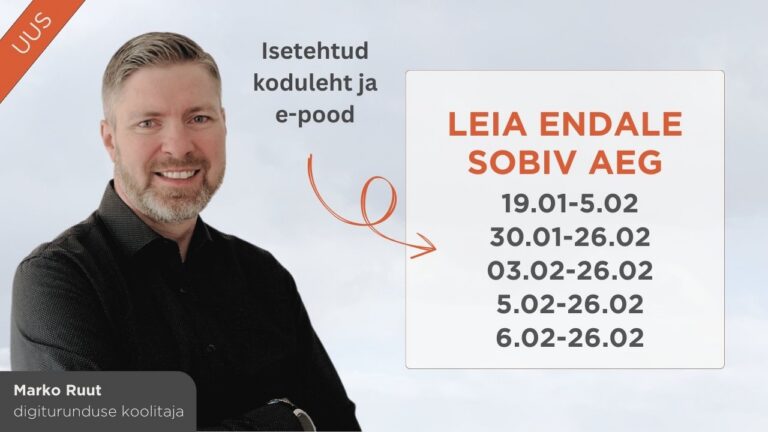 Kodulehe ja e-poe tegemine tegevusalapõhist spetsiifikat arvestades