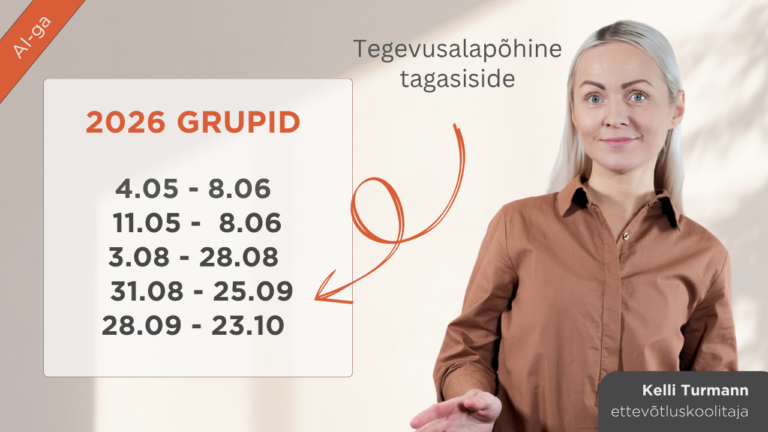 PRAKTILINE ETTEVÕTLUSKOOLITUS: ÄRIPLAANI, (DIGI)TURUNDUSPLAANI KOOSTAMINE, RAAMATUPIDAMINE (veebis koolitajaga)
