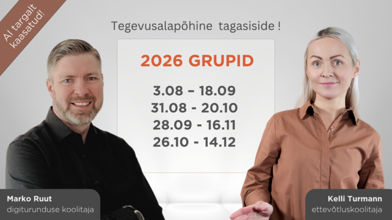 SIHITUD ETTEVÕTLUSKOOLITUS ÄRIPLAANI, (DIGI)TURUNDUSPLAANI KOOSTAMISEGA NING RAAMATUPIDAMISE, KODULEHE ja E-POE TEGEMISEGA (veebikoolitus koolitajatega)