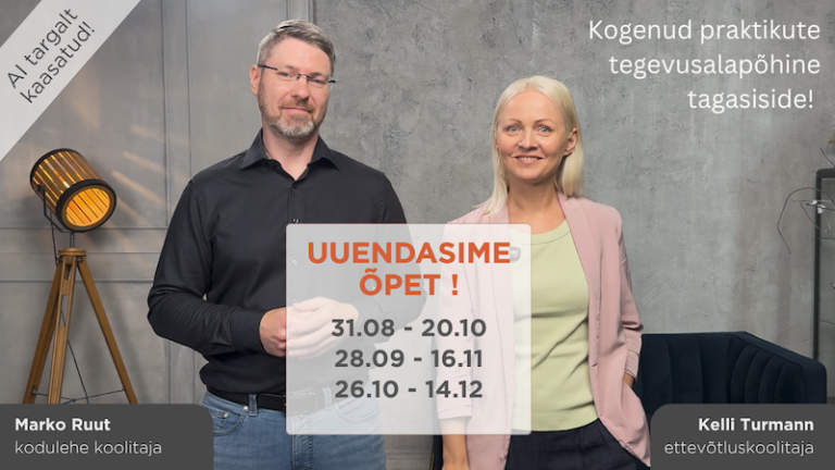 PRAKTILINE ETTEVÕTLUSKOOLITUS ÄRIPLAANI, (DIGI)TURUNDUSPLAANI KOOSTAMISEGA NING RAAMATUPIDAMISE, KODULEHE ja E-POE TEGEMISEGA (AI-ga veebikoolitus koolitajatega)