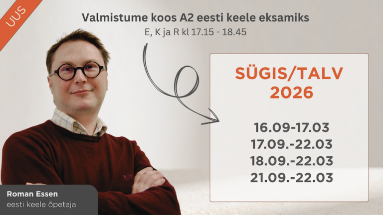 Eesti keele A2 tasemeeksamiks valmistumine, õpe vene keeles (klassis ja veebis)