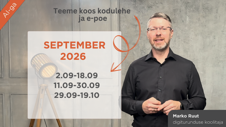 Kodulehe ja e-poe loomine tegevusala eripärasid arvestades + digikanalite valik (AI kaasamisega)