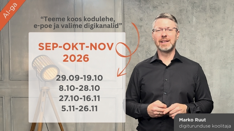 Kodulehe ja e-poe loomine tegevusala eripärasid arvestades + digikanalite valik (AI kaasamisega)