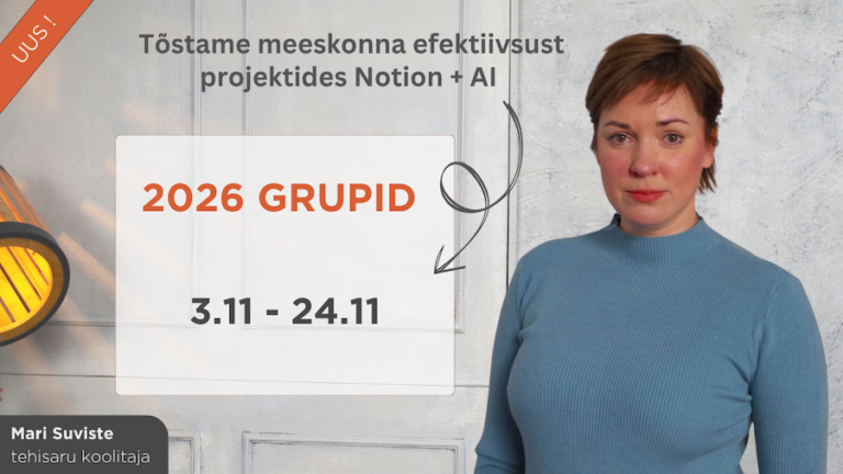 Praktiline meeskonna efektiivsuse tõstmise ja projektijuhtimise koolitus Notion programmis AI integratsiooniga