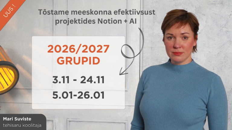 Praktiline meeskonna efektiivsuse tõstmise ja projektijuhtimise koolitus Notion programmis AI integratsiooniga