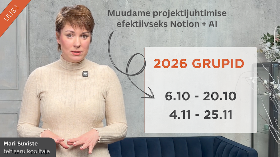 Praktiline projektijuhtimise koolitus Notion programmis AI integratsiooniga