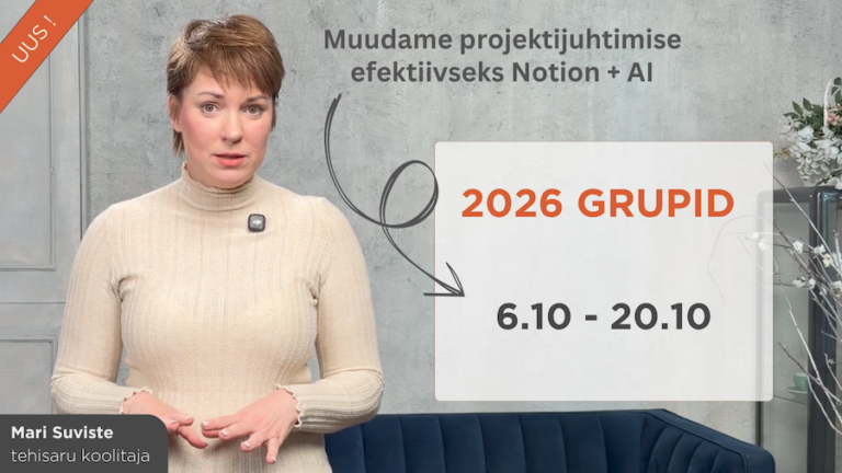 Praktiline projektijuhtimise koolitus Notion programmis AI integratsiooniga